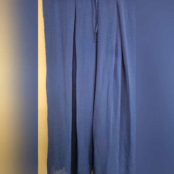 BEBE Layered Wide Leg Summer Trousers In Cobalt Blue. Size MED - Picture 6 of 12